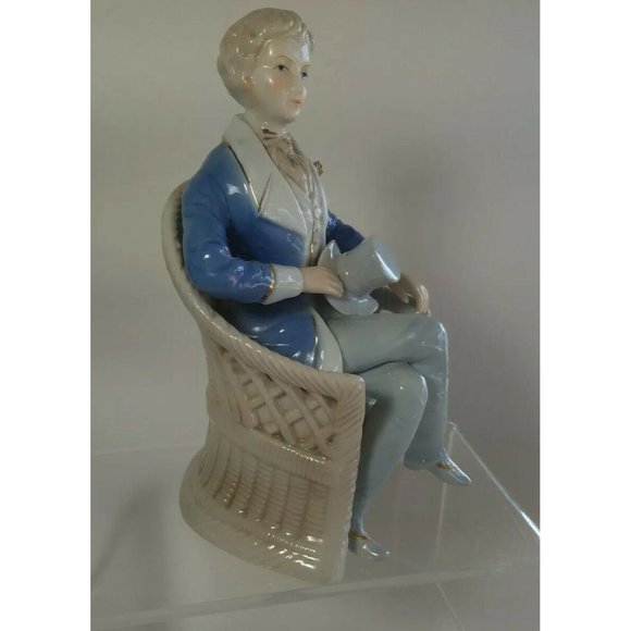 Vintage Lenwile ARDALT JAPAN COLONIAL FIGURINES Man in Wicker Chair 7.5" tall - Picture 12 of 12